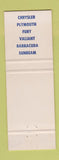 Matchbook Cover - Southworth's Garage Plymouth Norwich VT Chrysler Mobil oil gas