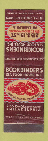 Matchbook Cover - Bookbinders Seafood Philadelphia PA lobster