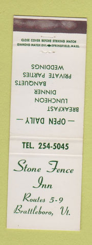 Matchbook Cover - Stone Fence Inn Brattleboro VT WEAR
