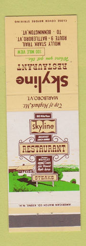 Matchbook Cover - Skyline Restaurant Battleboro VT Bennington