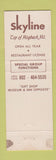 Matchbook Cover - Skyline Restaurant Battleboro VT Bennington