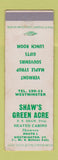 Matchbook Cover - Shaw's Green Acre Westminster VT Maple Syrup