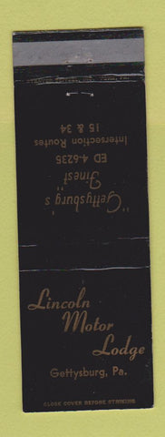 Matchbook Cover - Lincoln Motor Lodge Gettysburg PA WEAR