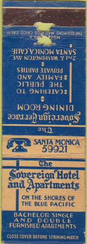 Matchbook Cover - Sovereign Terrace Santa Monica CA WORN