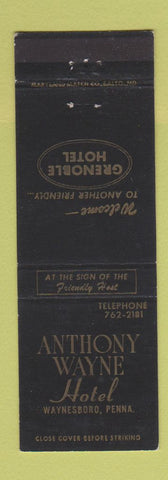 Matchbook Cover - Anthony Wayne Hotel Waynesboro PA
