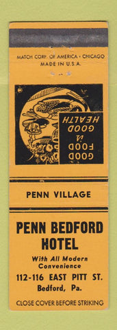 Matchbook Cover - Penn Bedford Hotel Bedford PA