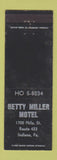 Matchbook Cover - Betty Miller Motel Indiana PA WEAR