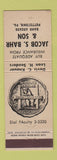 Matchbook Cover - Jacob Bahr & Son Insurance Pottstown PA