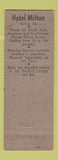 Matchbook Cover - Hotel Milton PA