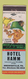 Matchbook Cover - Hotel Hamm Breinigsville PA