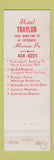 Matchbook Cover - Hotel Traylor Allentown PA