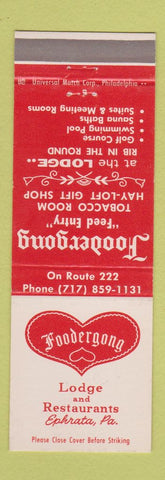 Matchbook Cover - Foodergong Restaurant Lodge Ephrata PA