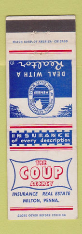 Matchbook Cover - Coup Real Estate Agency Milton PA insurance