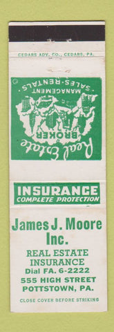 Matchbook Cover - James Moore Real Estate Insurance Pottstown PA