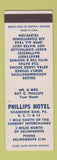 Matchbook Cover - Phillips Motel Selinsgrove PA