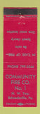 Matchbook Cover - Community Fire Company #1 Schnacksville PA