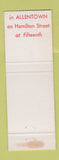 Matchbook Cover - Hotel Traylor Allentown PA WEAR