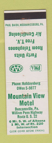 Matchbook Cover - Mountain View Motel Duncansville PA WEAR