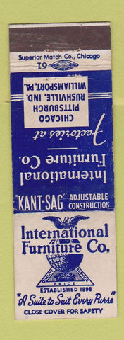 Matchbook Cover International Furniture Chicago Pittsburgh Williamsport PA WEAR