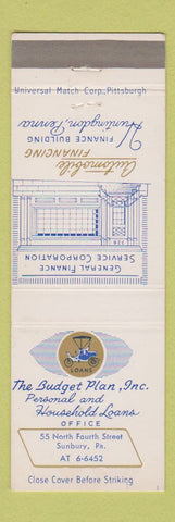 Matchbook Cover - General Finance Sunbury PA