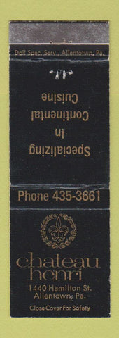 Matchbook Cover - Chateau Henri Allentown PA