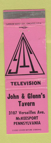 Matchbook Cover - John & Glen's Tavern McKeesport PA
