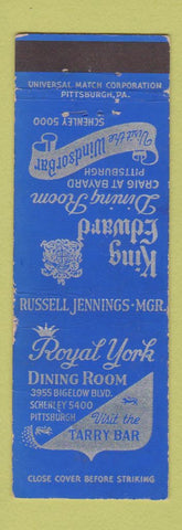 Matchbook Cover - Royal York Dining Room Pittsburgh PA King Edward
