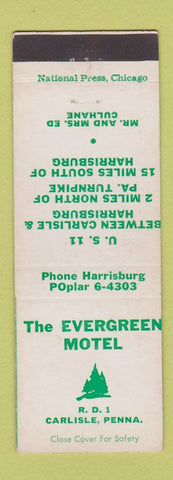 Matchbook Cover - Evergreen Motel Carlisle PA