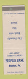 Matchbook Cover - Peoples Bank Steelton PA
