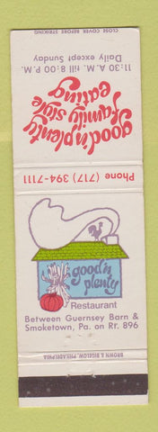 Matchbook Cover - Good n Plenty Restaurant Smoketown PA