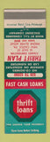 Matchbook Cover - Thrift Plan Loans New Castle PA