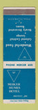 Matchbook Cover - Mercer Humes Hotel Mercer PA WEAR