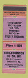 Matchbook Cover - Herr Thompson Oil Lancaster PA Atlantic gas WORN