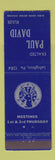 Matchbook Cover - Elks Lodge Lehighton PA Paul David Ruler