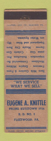 Matchbook Cover - Eugene Knittle Appliances Fleetwood PA WORN