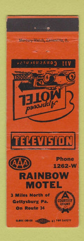 Matchbook Cover - Rainbow Motel Gettysburg PA