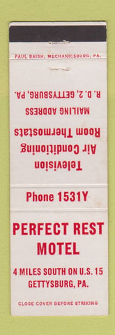 Matchbook Cover - Perfect Rest Motel Gettysburg PA