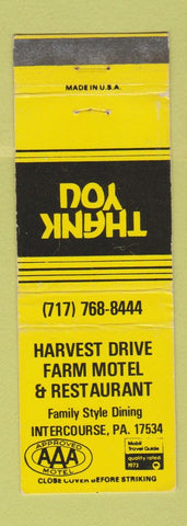 Matchbook Cover - Harvest Drive Farm Motel Restaurant Intercourse PA WEAR
