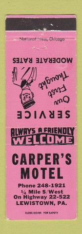 Matchbook Cover - Carper's Motel Lewistown PA