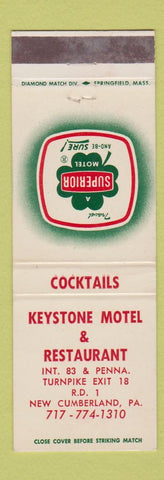 Matchbook Cover - Keystone Motel Restaurant New Cumberland PA