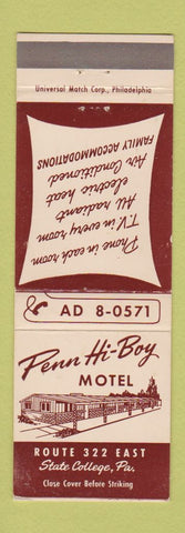 Matchbook Cover - Penn Hi Boy Motel State College PA