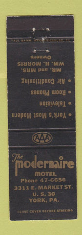 Matchbook Cover - Modernaire Motel York PA