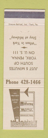 Matchbook Cover - Midway Motel York PA #2