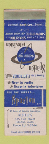 Matchbook Cover - Spartan TV Rebelo's Ludlow MA WORN