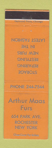 Matchbook Cover - Arthur Maas Furs Rochester NY WEAR