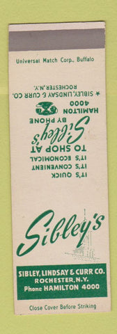 Matchbook Cover - Sibley's Rochester NY Store SAMPLE