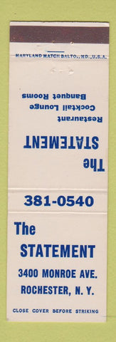 Matchbook Cover - The Statement Rochester NY restaurant