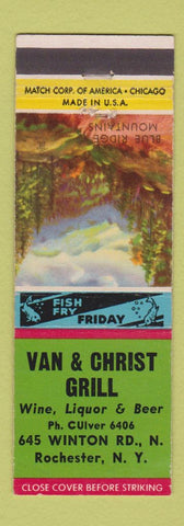 Matchbook Cover - Van Christ Grill Rochester NY