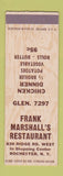 Matchbook Cover - Frank Marshall's Restaurant Rochester NY SAMPLE WEAR