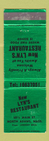 Matchbook Cover - Lyn's Restaurant North Adams MA WEAR